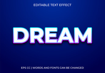 Fototapeta premium Dream 3D Text Effect, Editable Neon Font Style