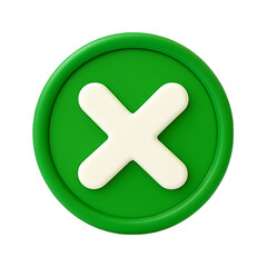 Obraz premium 3d green cancel button icon with white bold x symbol isolated on transparent background for ui ux error alert interface design