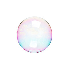 Iridescent sphere floating lightly isolated on transparent background