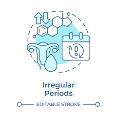 Irregular periods soft blue concept icon. Unpredictable menstrual cycle. Symptom of menopause. Gynecology. Round shape line illustration. Abstract idea. Graphic design. Easy to use in blog post