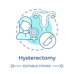Hysterectomy soft blue concept icon. Surgical procedure to remove uterus. Cause of menopause. Gynecology. Round shape line illustration. Abstract idea. Graphic design. Easy to use in blog post