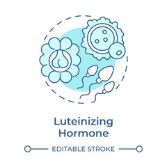 Luteinizing hormone soft blue concept icon. Trigger ovulation and support production of progesterone. Round shape line illustration. Abstract idea. Graphic design. Easy to use in blog post