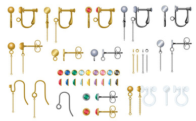 ピアス＆イヤリング金具セット｜フック・ねじ式・ノンホール樹脂パーツ