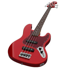 Fototapeta premium Red Electric Bass Guitar: Professional Music Instrument License