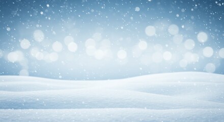  A magical winter scene with soft, rolling snowdrifts and falling snowflakes