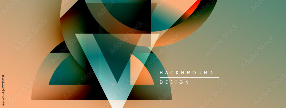 Wall mural abstract geometric shapes blend, creating dynamic visual texture. soft gradients offer modern aesthe