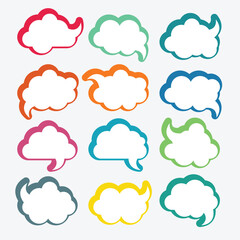 Pack of empty color comic speech set bubbles.