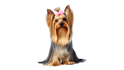 Adorable Yorkshire Terrier with Pink Bow