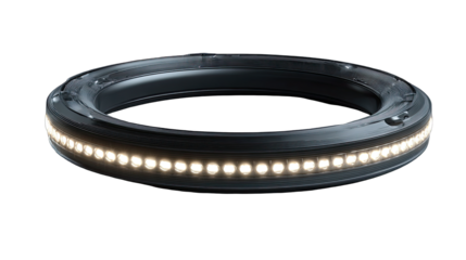 Circular, metallic ring with LED lights