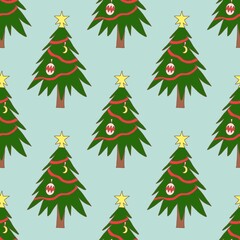 Christmas tree seamless pattern