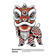 Vibrant Chinese Lion Dance character illustration for cultural festivals and celebrations