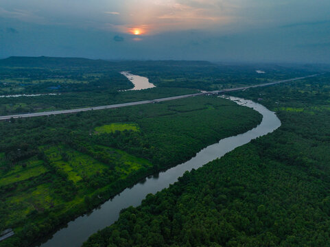 aerial view of rural landscape