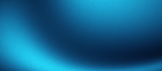 Glowing blue grainy gradient background, abstract wave shape with noise texture poster header cover design