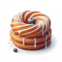 A French cruller isolated on white background .
