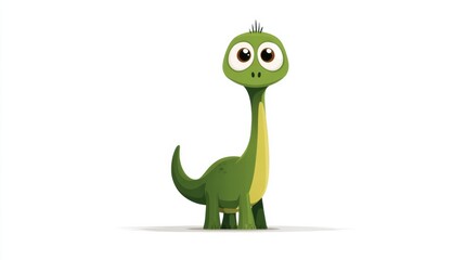Obraz premium Charming Cartoon Dinosaur with Large Expressive Eyes Standing Playfully in a Vibrant Colorful Landscape Evoking Joy and Whimsy in a Childlike Fantasy World