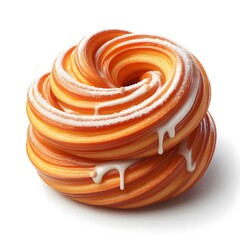 A French cruller isolated on white background .