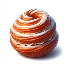 A French cruller isolated on white background .