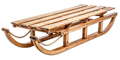 rustic vintage sled with classic wooden craftsmans   isolated on white background png, ai generated