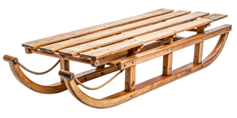 rustic vintage sled with classic wooden craftsmans   isolated on white background png, ai generated