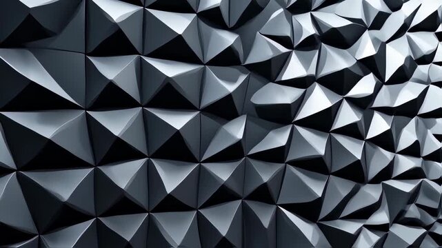 Abstract geometric pattern of dark gray, faceted triangles