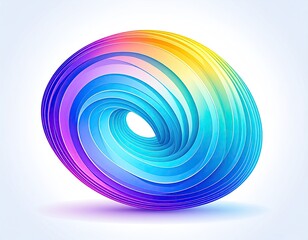 Vibrant, multicolored, layered, abstract, 3D torus shape, radiating colors