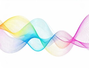 Abstract rainbow waves on white background