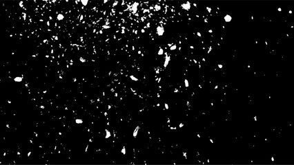 Abstract Grunge White Splatter Isolated on Black Background Texture Element