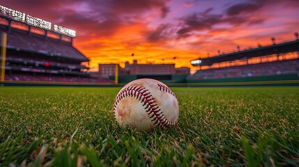 Baseball at sunset