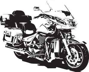 Chrome Motorcycle Silhouette: A sleek, modern motorcycle silhouette dominates the frame, rendered in striking monochrome. It exudes power, adventure, and the open road.