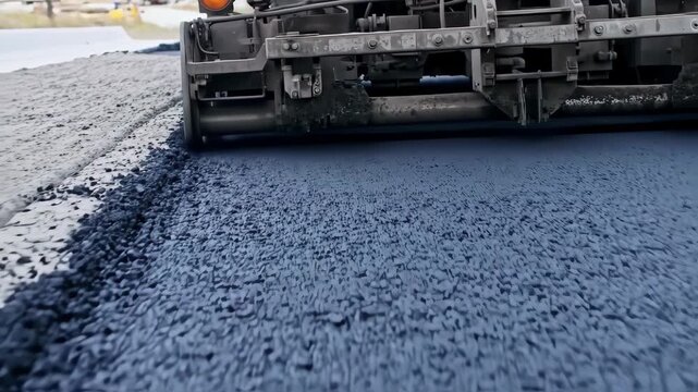 Road construction, asphalt paver machine