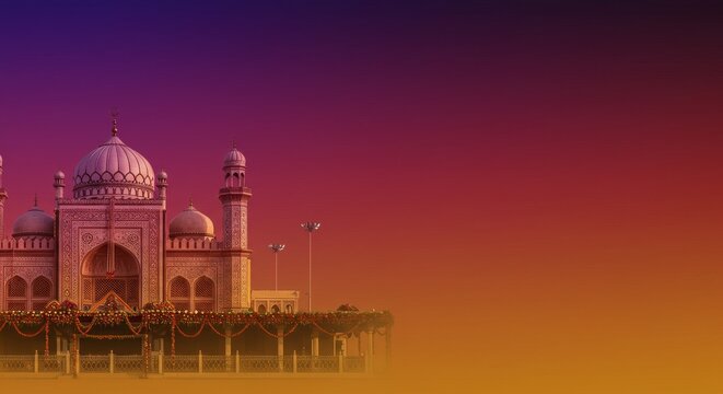 Urs of Lal Shahbaz Qalandar banner background, Sehwan shrine on vibrant gradient 