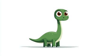 Adorable Green Dinosaur Character Vector Illustration Capturing Playful Spirit and Whimsical Charm Perfect for Children's Projects and Fun Designs