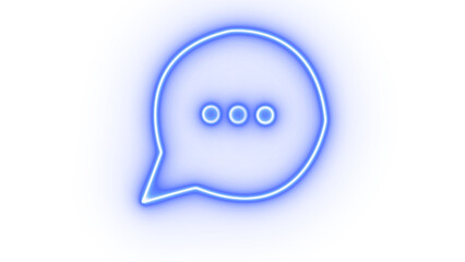 Neon chat bubble icon isolated on transparent background represents communication, messaging, and modern digital interaction in a bright and eyecatching design
