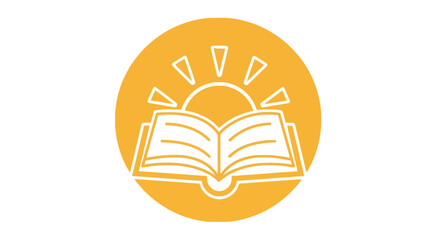 Open book icon with sun rays, suggesting education and knowledge.