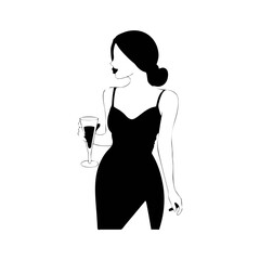 silhouette of a woman drinking wine