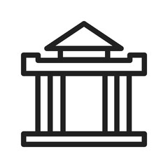 Simple line art icon of a classical building representing architecture history and heritage