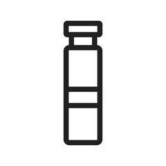 A simple line drawing icon of a glass vial perfect for medical pharmaceutical or science related projects