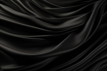 Obraz premium Luxurious black silk with delicate folds, background