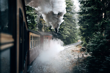 Brocken Railway in winter at Harz National Park