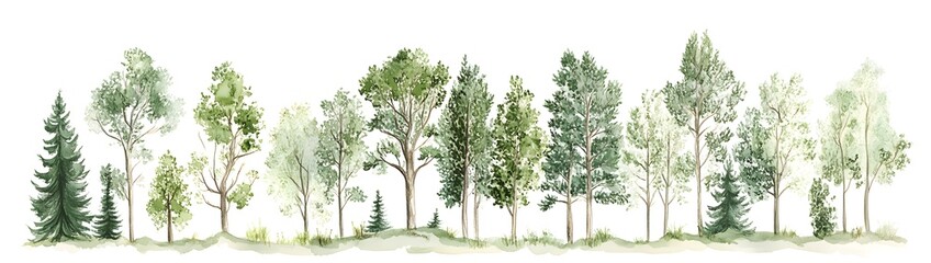 Obraz premium Set of different green trees isolated on white