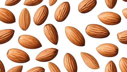 Seamless Pattern of Almonds on Black Background call isolated on a transparent background