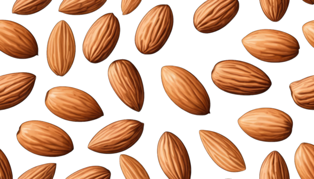 Seamless Pattern of Almonds on Black Background call isolated on a transparent background