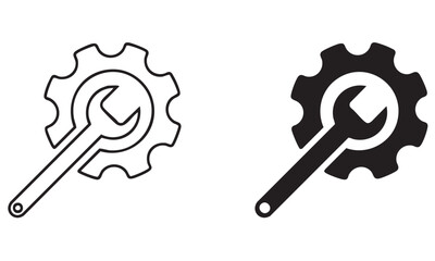 Service tool icon, gear and wrench symbols, cogwheel icon vector illustration
