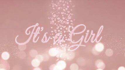 It's a girl announcement with decorative sparkles for baby shower invitation, banner or card. It's a girl lettering in pastel pink creates festive vibe. - Powered by Adobe