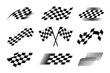Checkered Racing Flags Vector Set