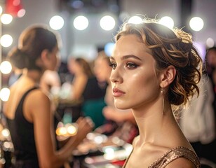 Backstage Runway Models Makeup and Preparation Scene