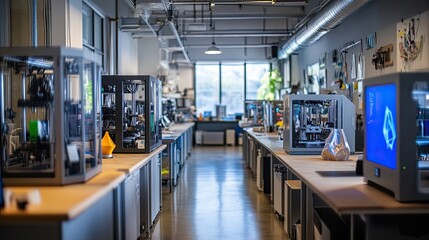 Modern 3 d printing laboratory interior