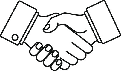 Handshake: A simple yet powerful line art depicting a firm handshake, symbolizing agreement, collaboration, and mutual respect. Ideal for conveying professionalism and teamwork.