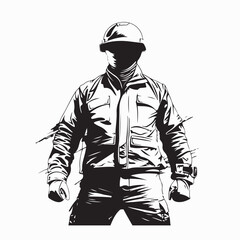 Professional Engineering Worker with Helmet Safety Vest and Tools Vector Design