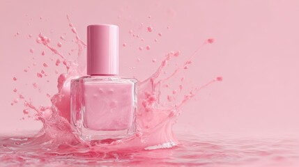 Pink Nail Polish Bottle in a Pink Splash.